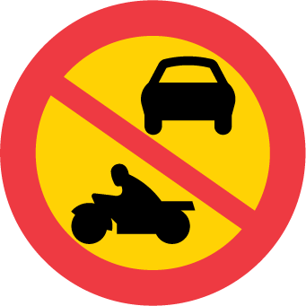 Moped test - Vägmärken - C3 Förbud mot trafik med annat motordrivet fordon än moped klass II