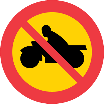 Moped test - Vägmärken - C5 Förbud mot trafik med motorcykel och moped klass I